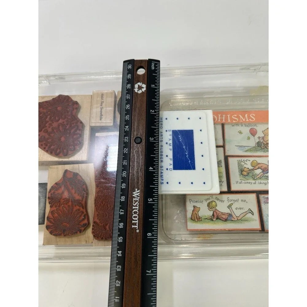Vintage Wood Mounted Rubber Stamp Destash Lot Winnie The Pooh Poohisms Hero Arts